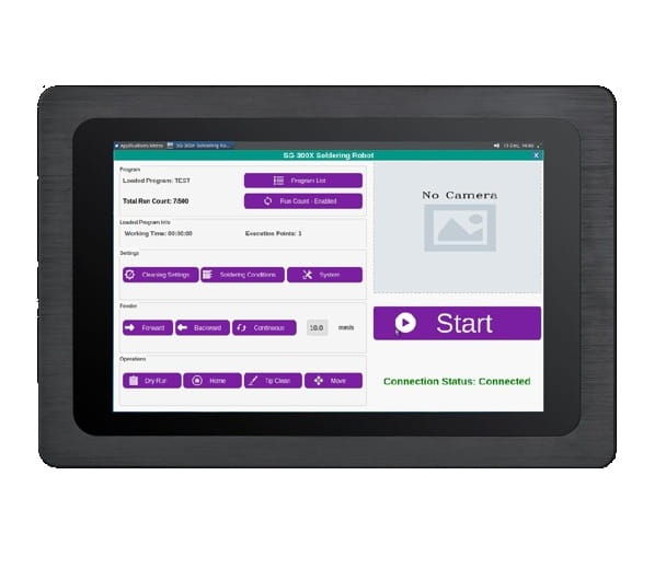 Touchscreen HMI interface of automatic soldering machine